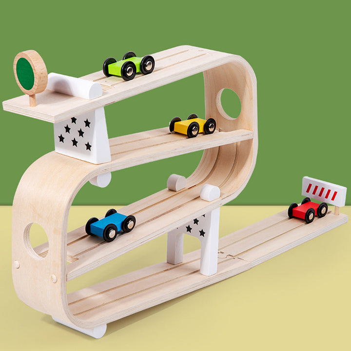 Children Wooden Sliding Car Track Educational Toy