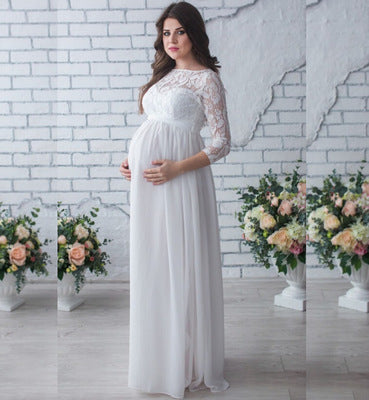 Lace Chiffon Maternity Maxi Dress