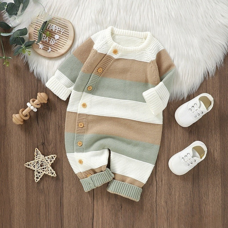 Knitted Striped Baby One Piece Romper Jumpsuit