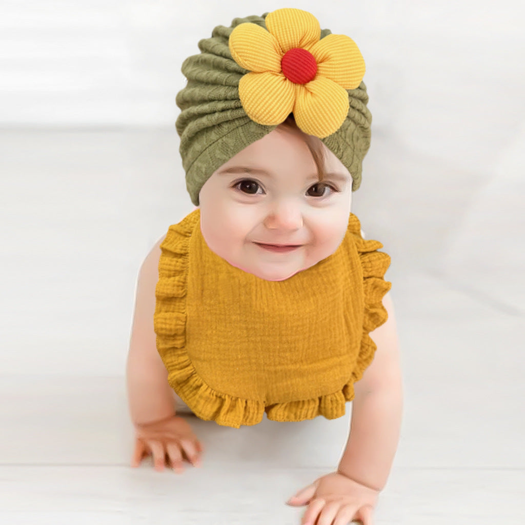 Newborn Muslin Baby Hat Bib Set