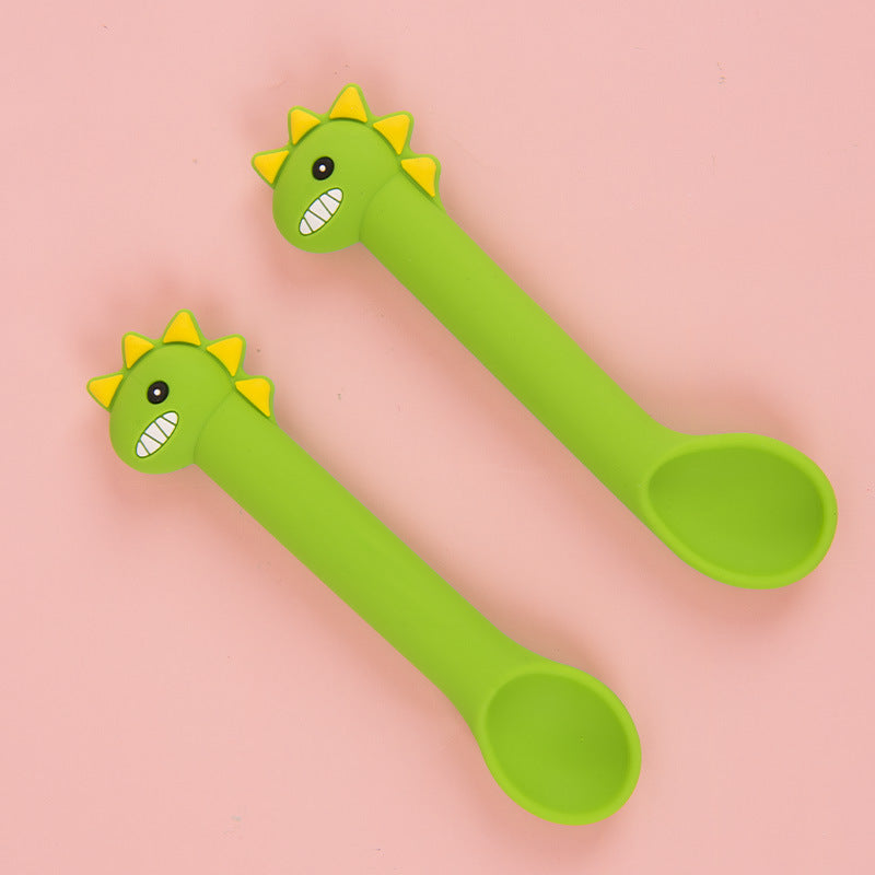 Silicone Baby Training Spoon Cartoon Soft Head Tableware