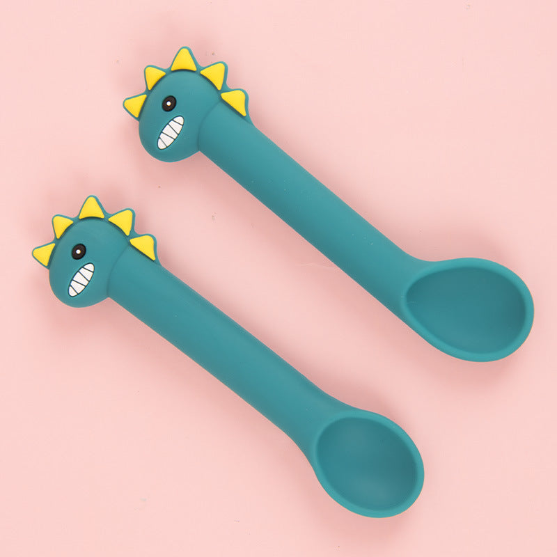 Silicone Baby Training Spoon Cartoon Soft Head Tableware