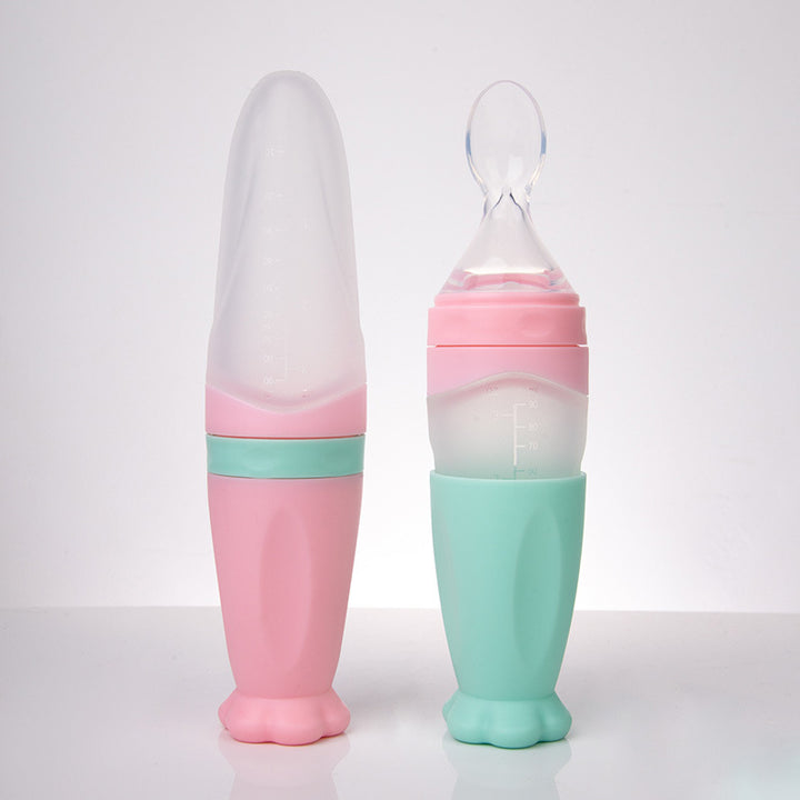 Silicone Baby Rice Cereal Squeeze Feeding Spoon Bottle