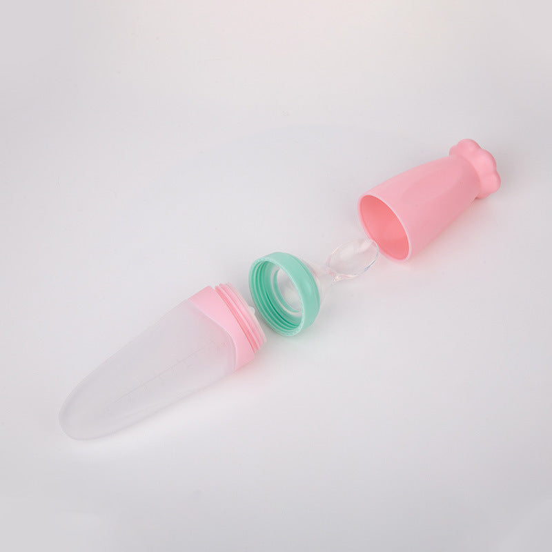 Silicone Baby Rice Cereal Squeeze Feeding Spoon Bottle