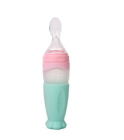 Silicone Baby Rice Cereal Squeeze Feeding Spoon Bottle