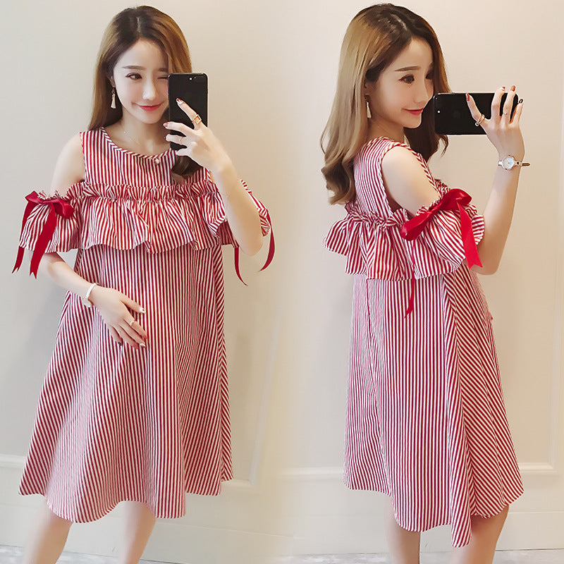 Summer Maternity Nursing Midi Dress Suit