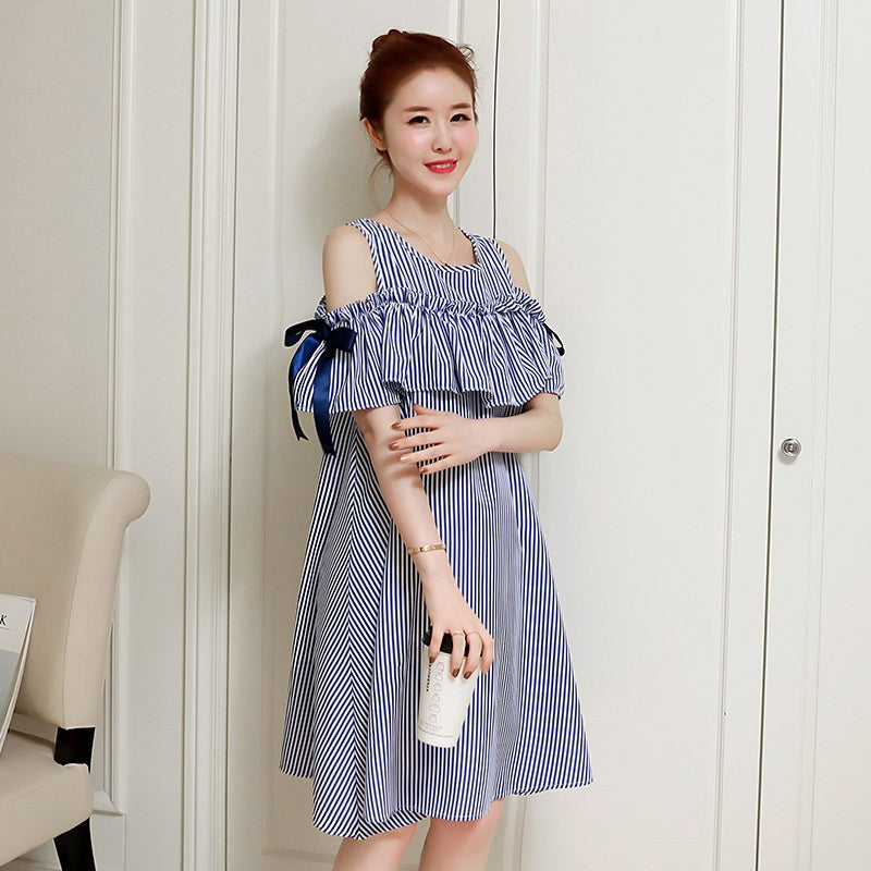 Summer Maternity Nursing Midi Dress Suit