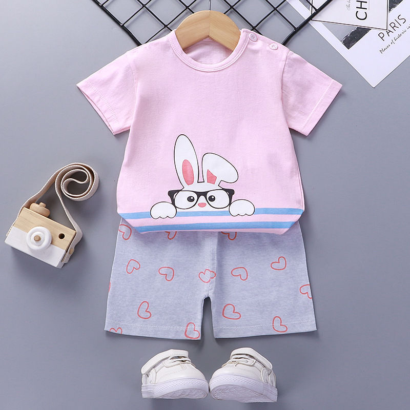 Summer Cotton Baby Short Sleeve Set