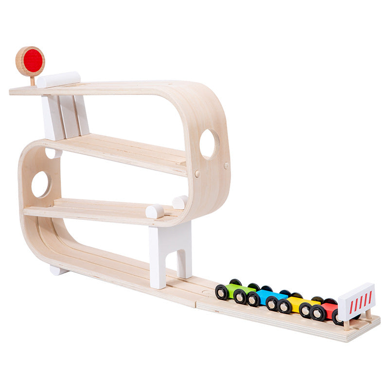 Children Wooden Sliding Car Track Educational Toy