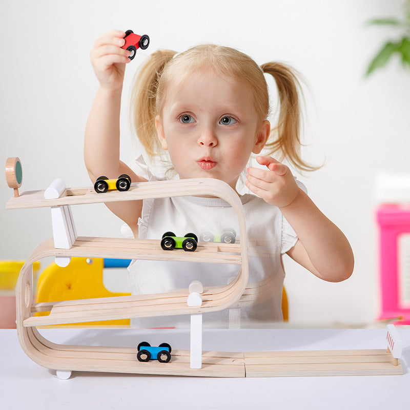 Children Wooden Sliding Car Track Educational Toy