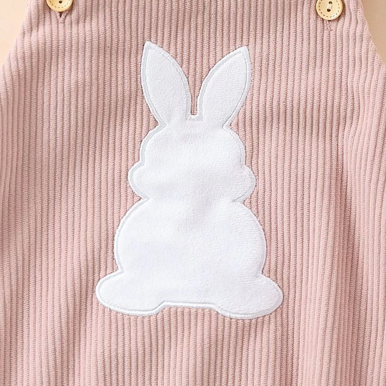 Baby Rabbit Embroidered Two Tone Sling Romper