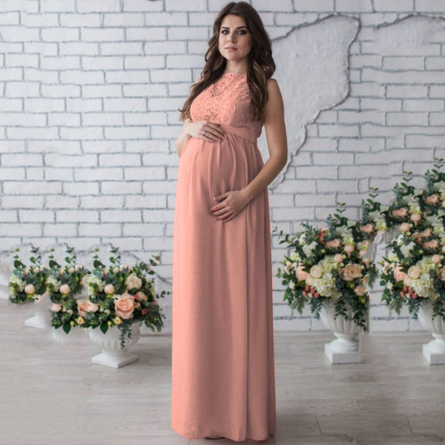 Sleeveless Lace Maternity Dress