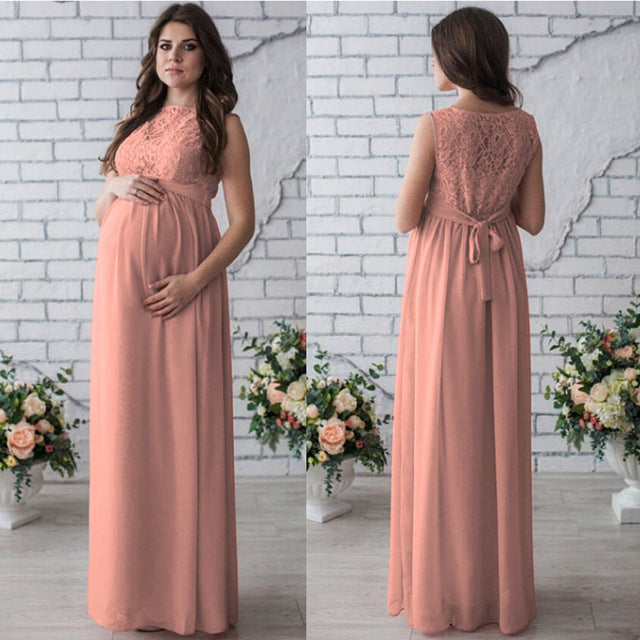 Sleeveless Lace Maternity Dress