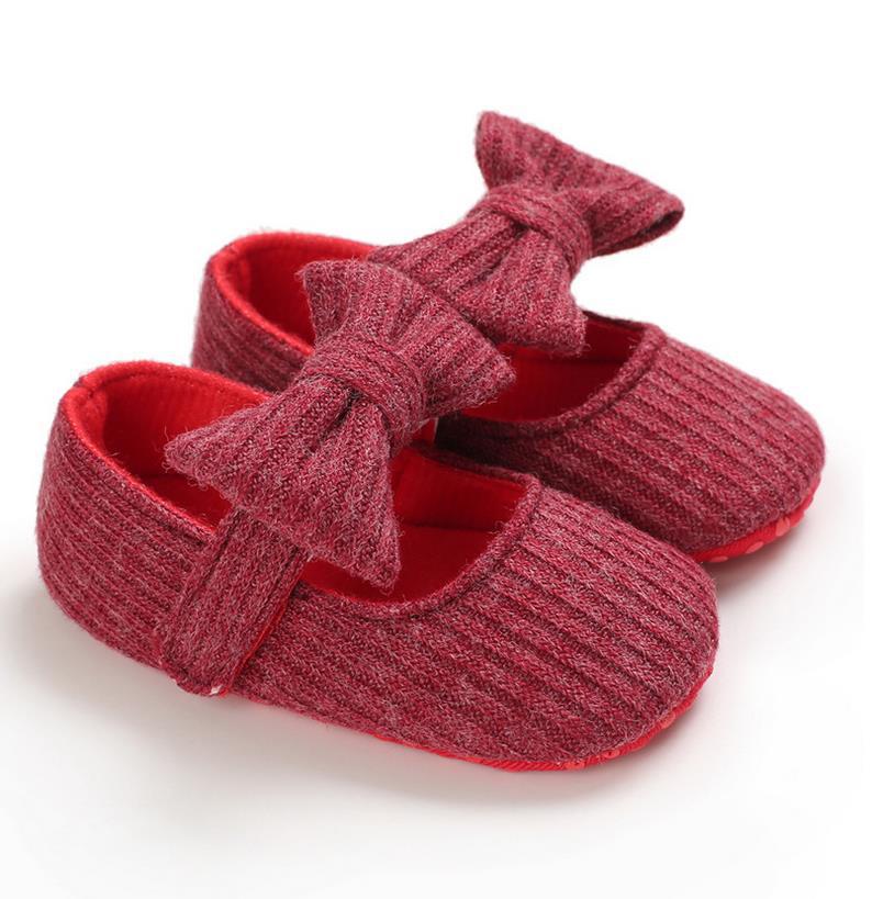Wool Knitted Baby Shoes Bow Design
