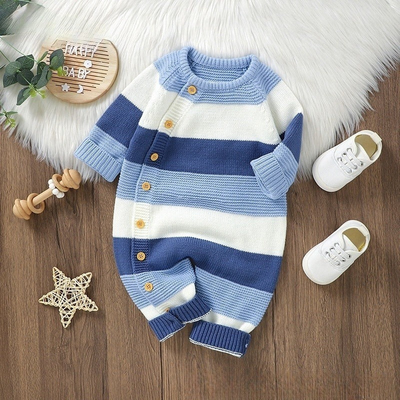 Knitted Striped Baby One Piece Romper Jumpsuit