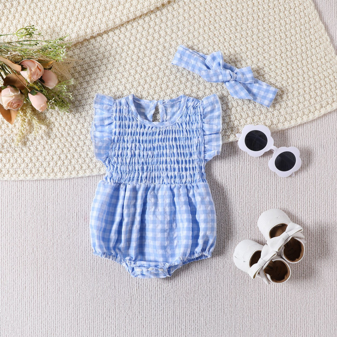 Baby Girl Solid Color Sleeveless Romper