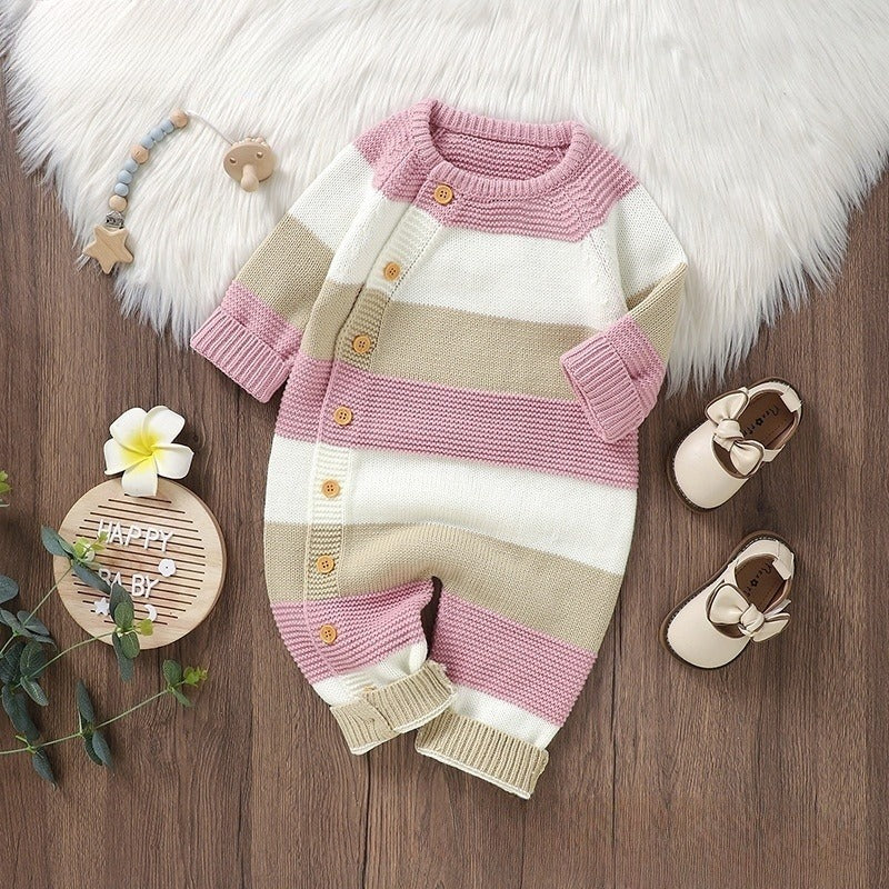 Knitted Striped Baby One Piece Romper Jumpsuit