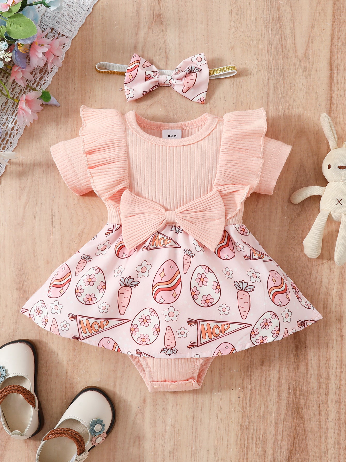 Baby Floral Bow One Piece Romper