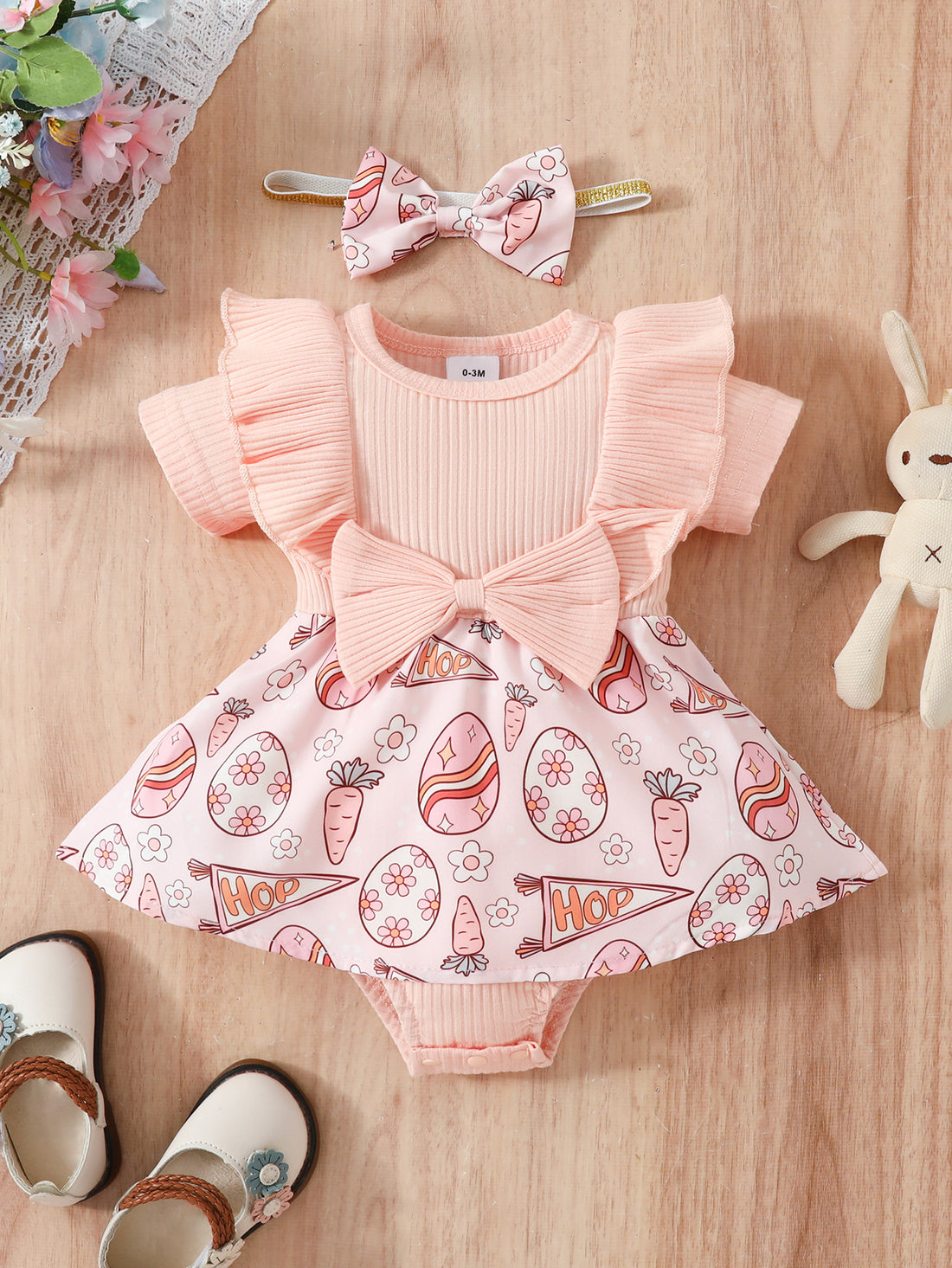 Baby Floral Bow One Piece Romper