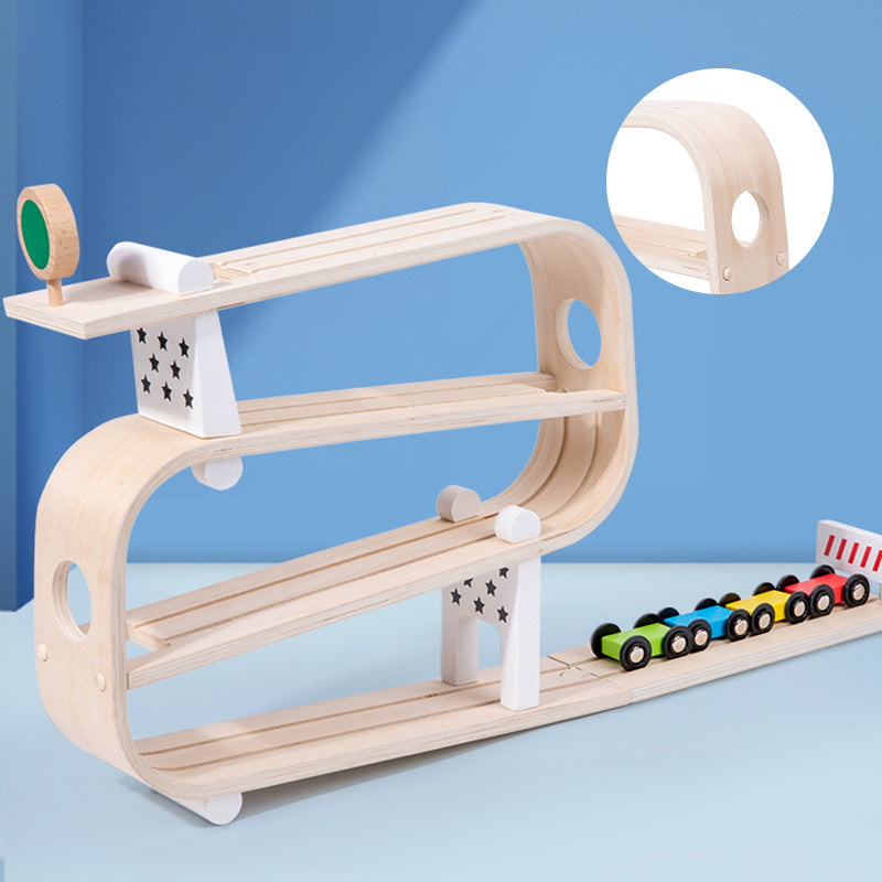 Children Wooden Sliding Car Track Educational Toy