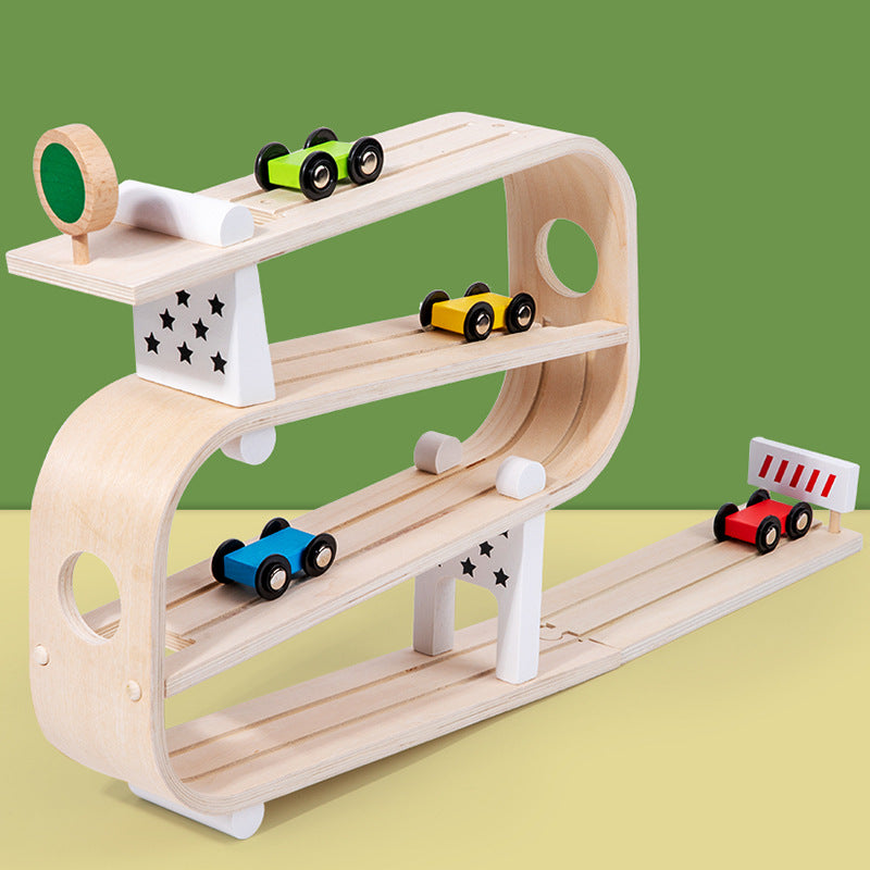 Children Wooden Sliding Car Track Educational Toy