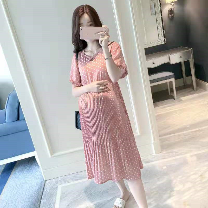 Polka Dot Midi Maternity Dress