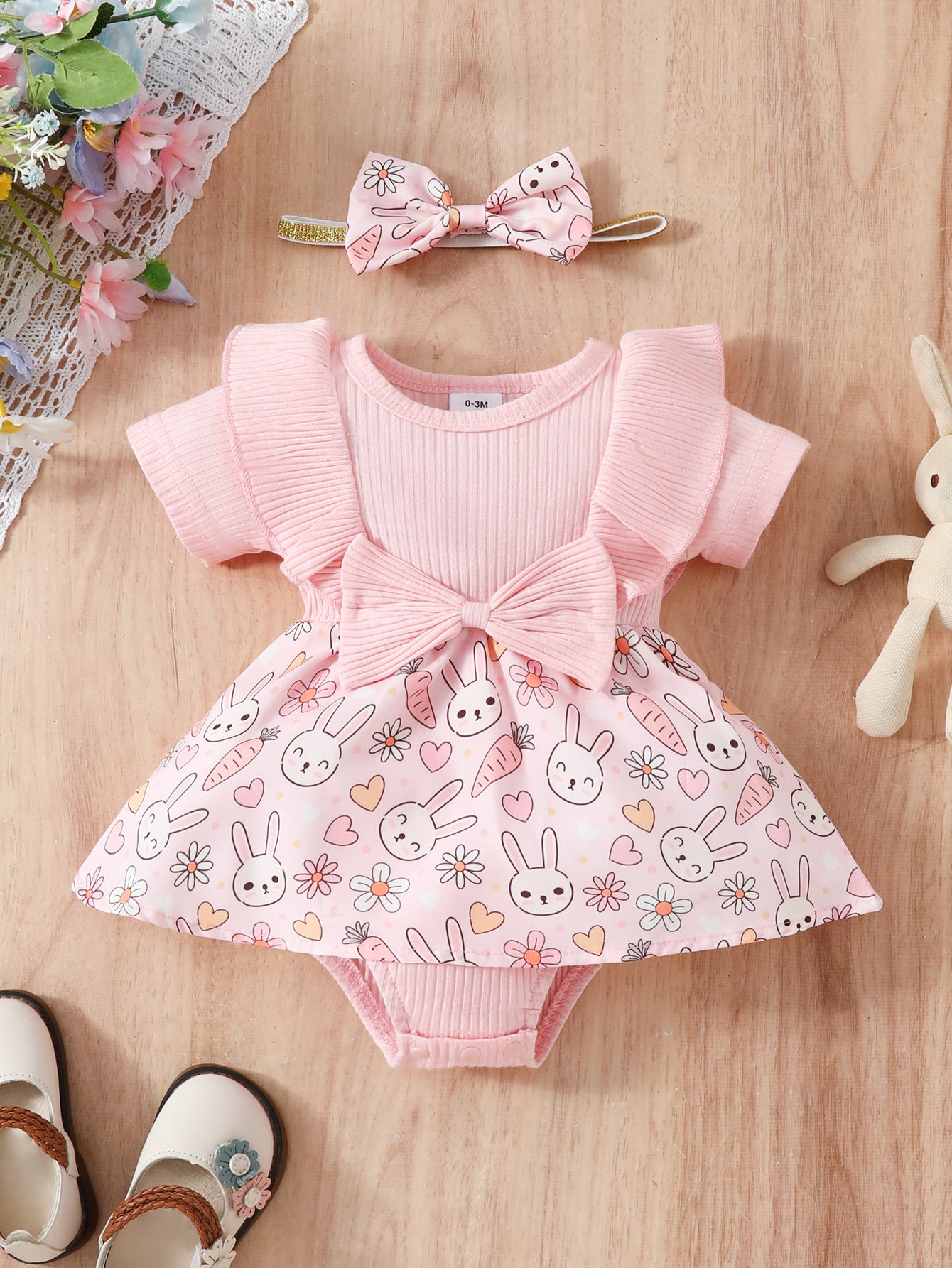 Baby Floral Bow One Piece Romper