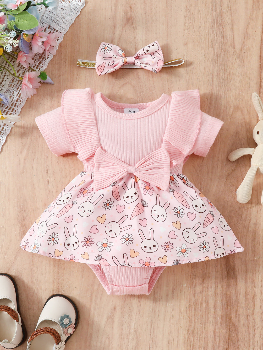 Baby Floral Bow One Piece Romper