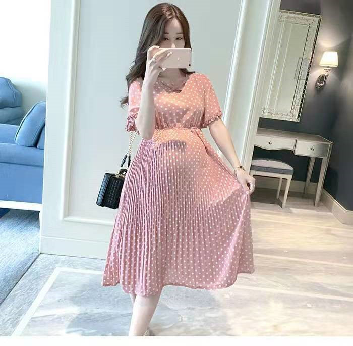 Polka Dot Midi Maternity Dress