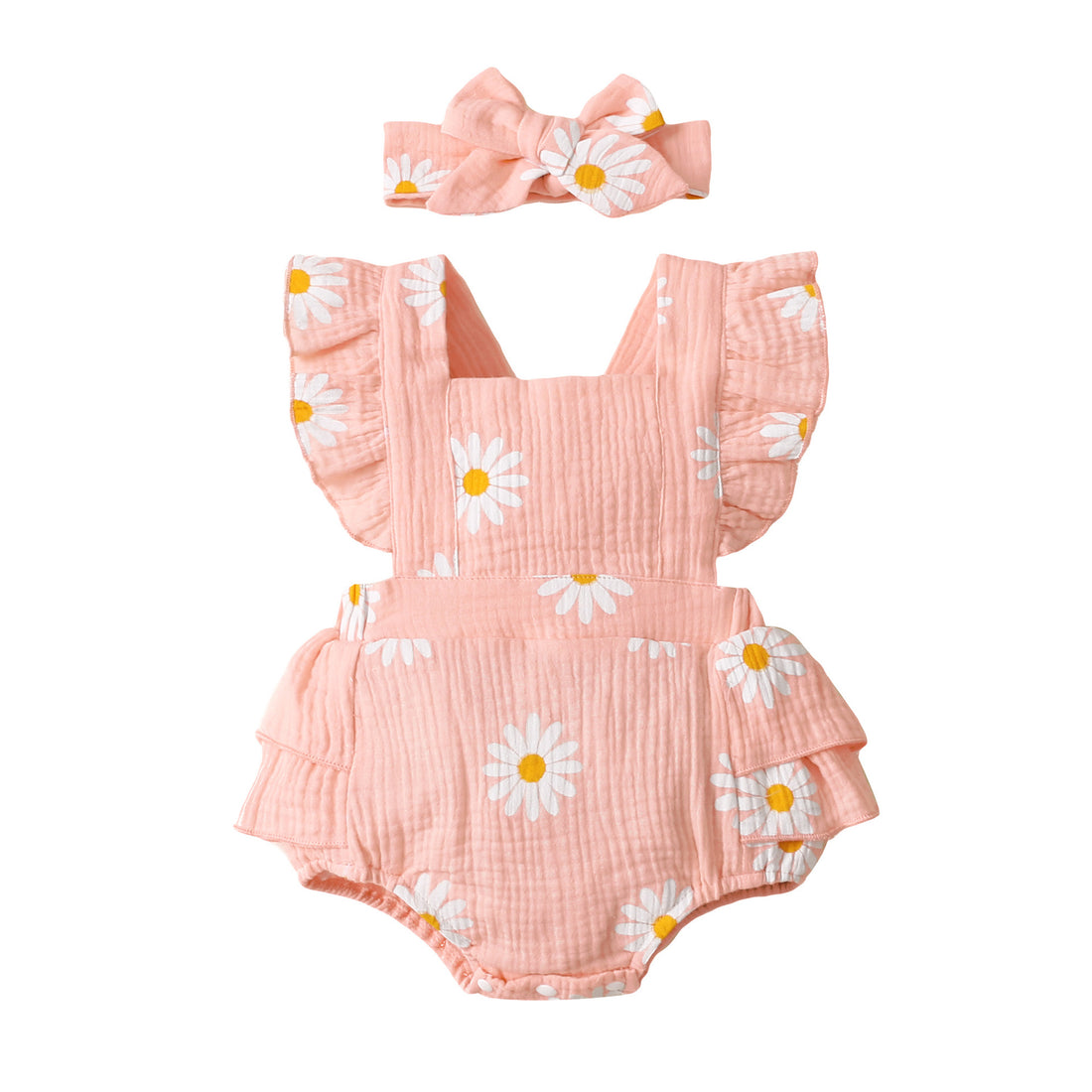 Sleeveless Floral Print Baby Girl Rompers