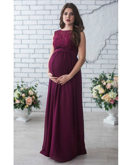 Sleeveless Lace Maternity Dress