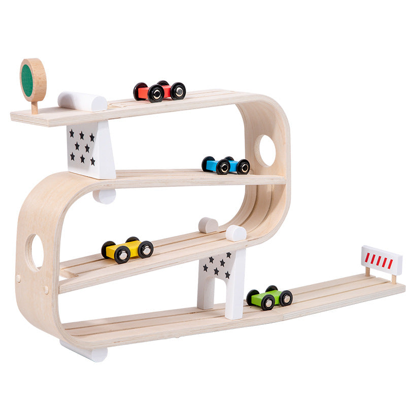 Children Wooden Sliding Car Track Educational Toy