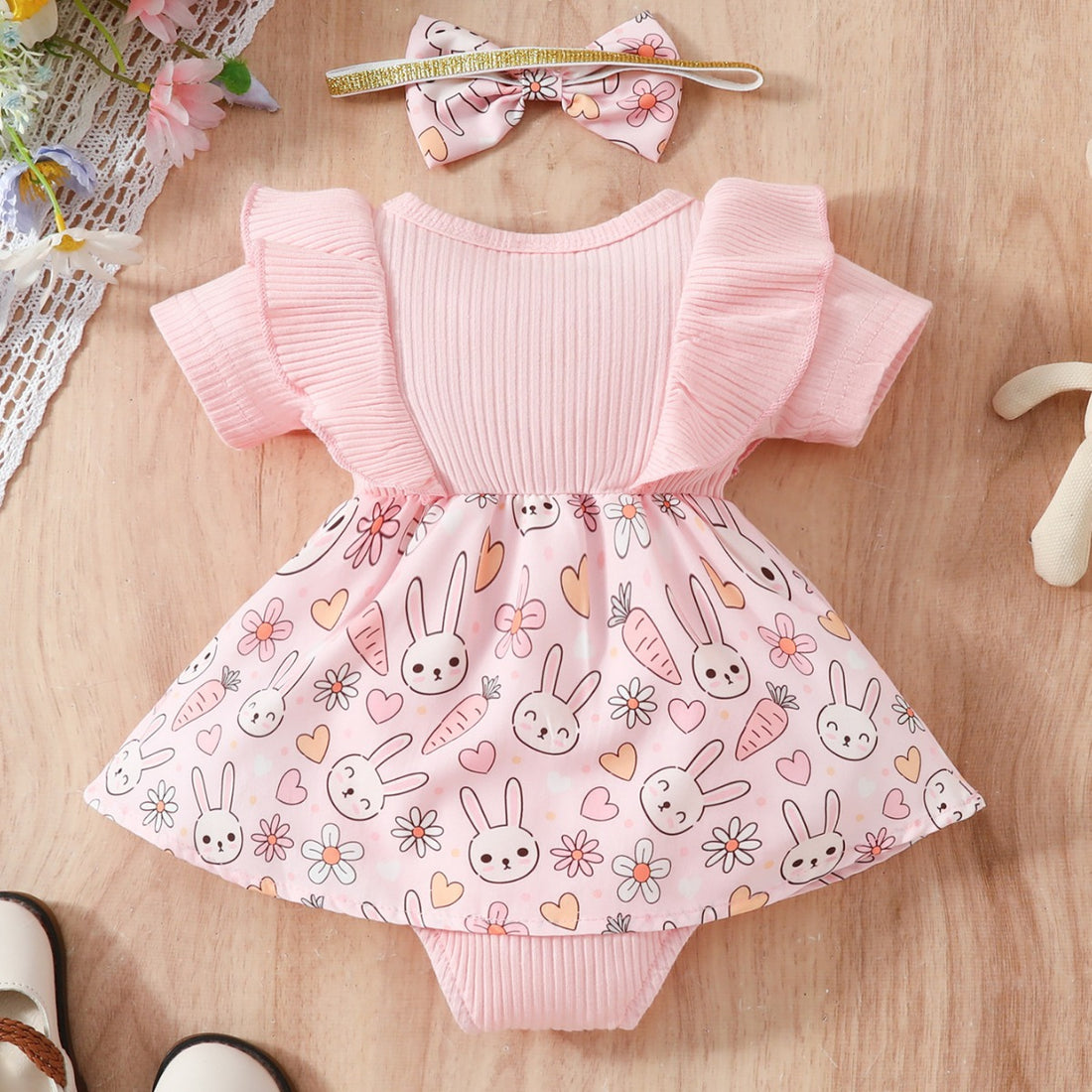 Baby Floral Bow One Piece Romper