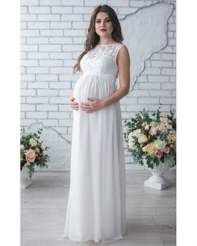 Lace Chiffon Maternity Maxi Dress