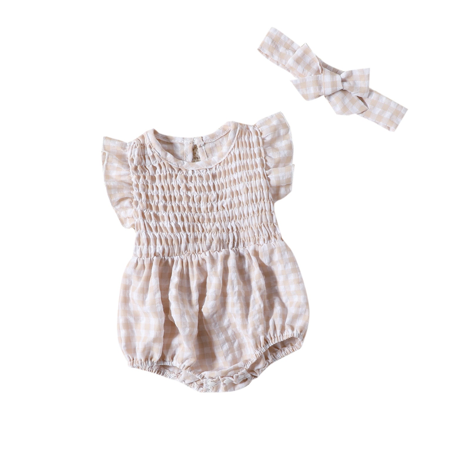 Baby Girl Solid Color Sleeveless Romper