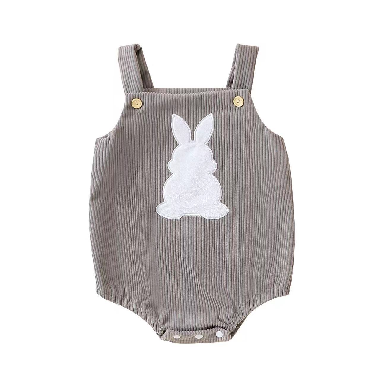 Baby Rabbit Embroidered Two Tone Sling Romper