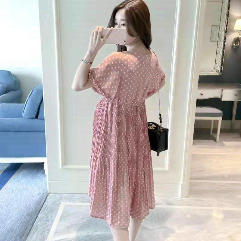 Polka Dot Midi Maternity Dress