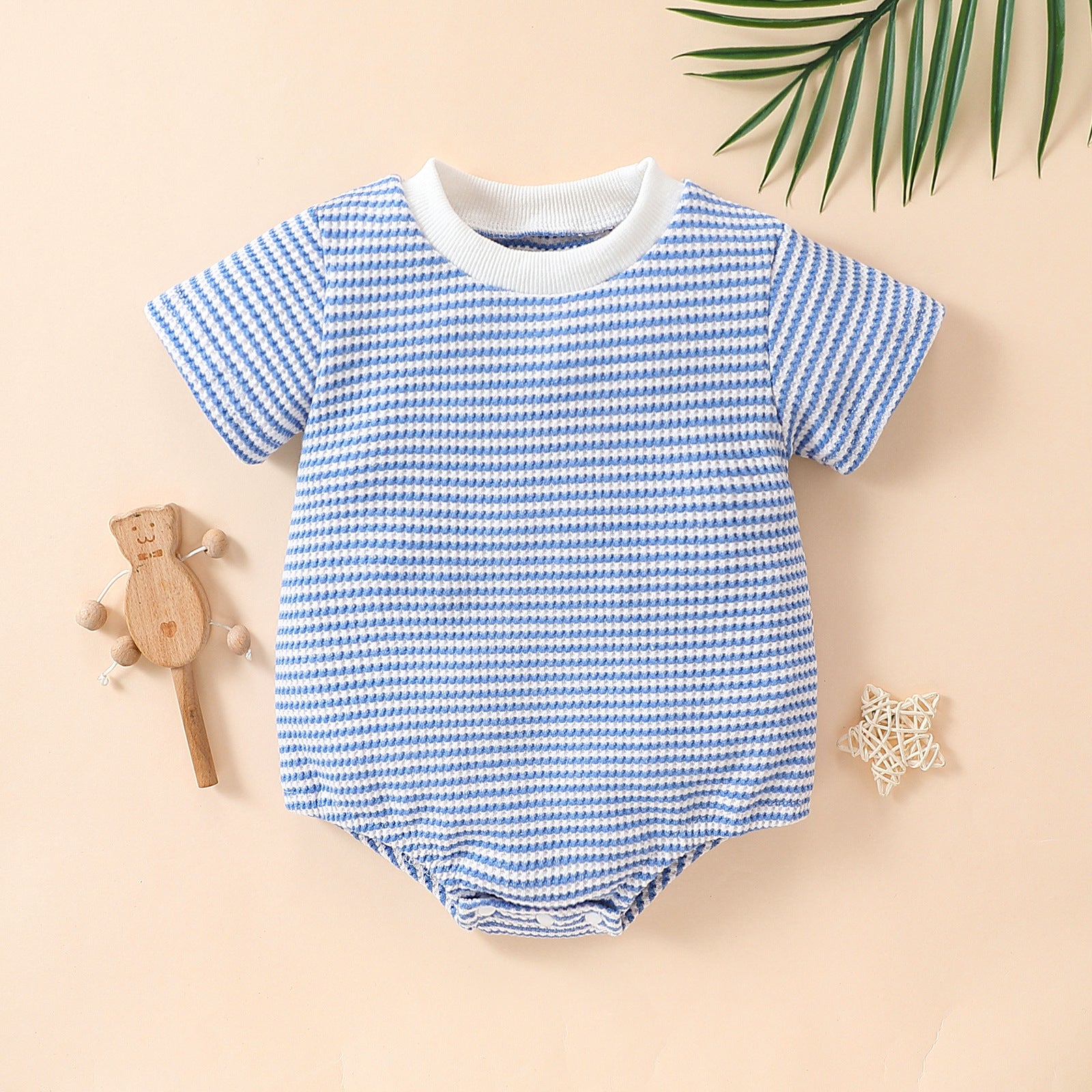 Baby Unisex Striped Cotton Short Sleeve Romper