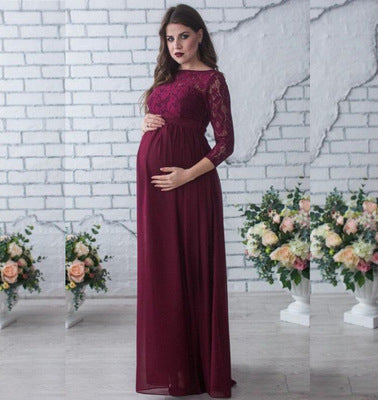 Lace Chiffon Maternity Maxi Dress