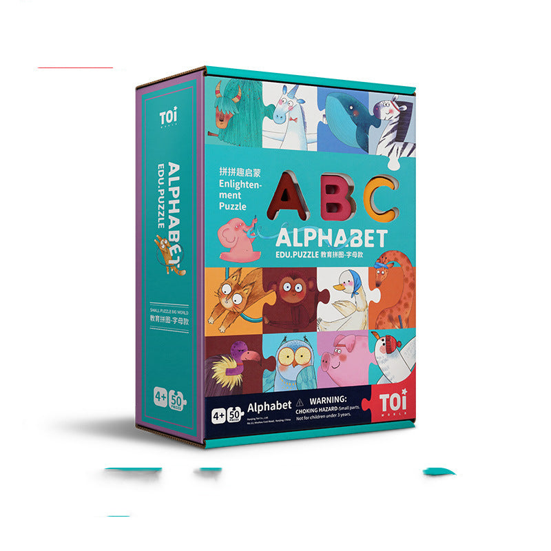 Wooden Numbers Letters Puzzle Educational Baby Toy