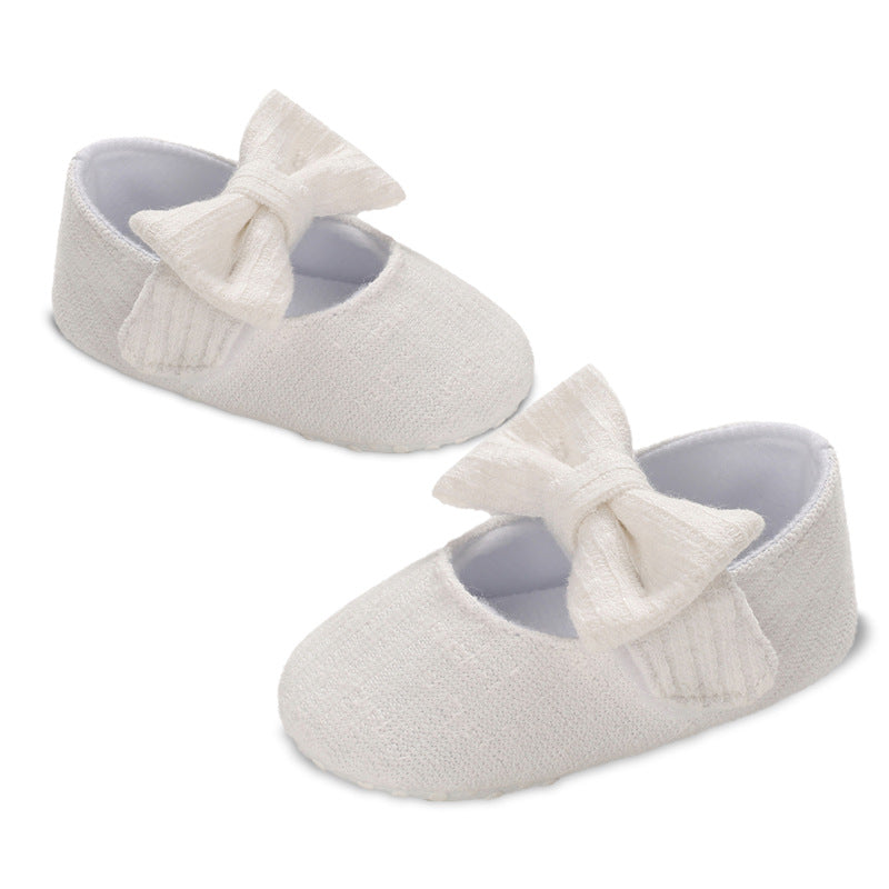 Wool Knitted Baby Shoes Bow Design