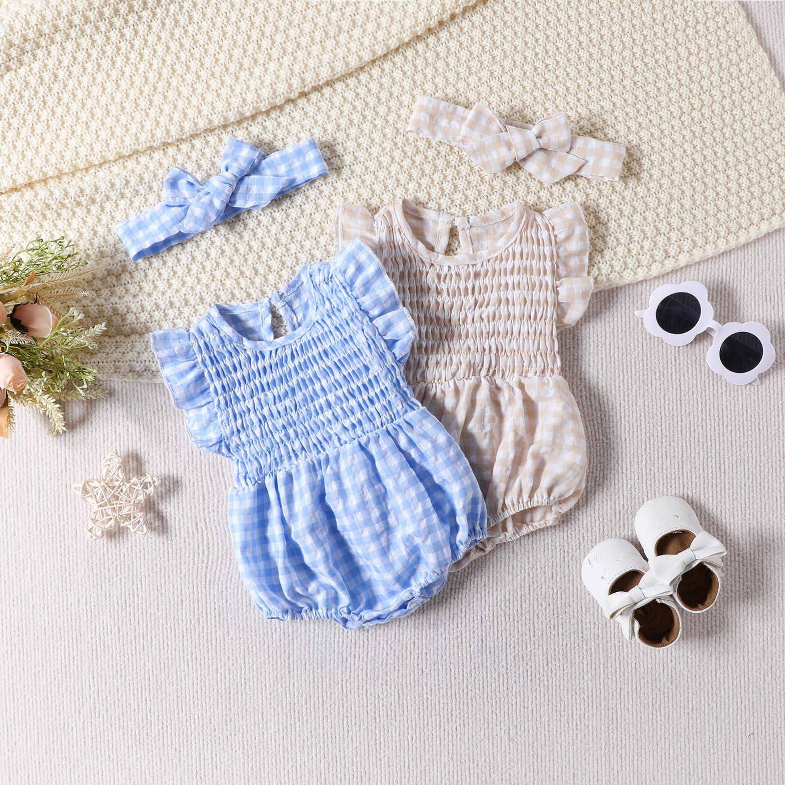 Baby Girl Solid Color Sleeveless Romper