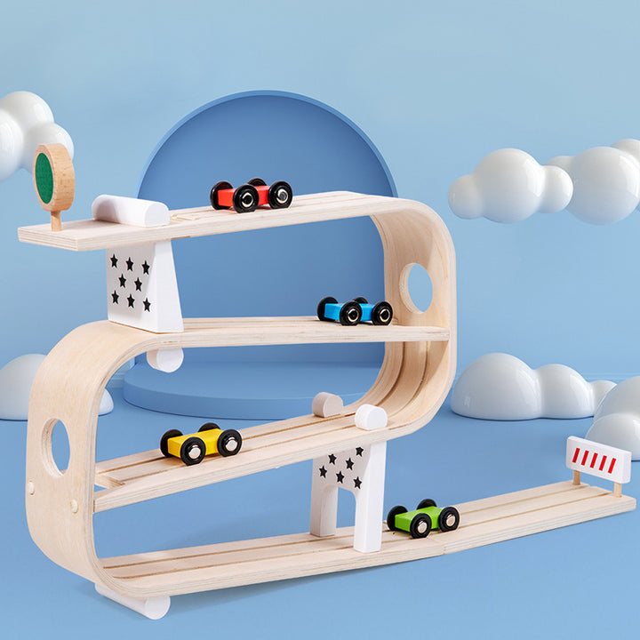 Children Wooden Sliding Car Track Educational Toy